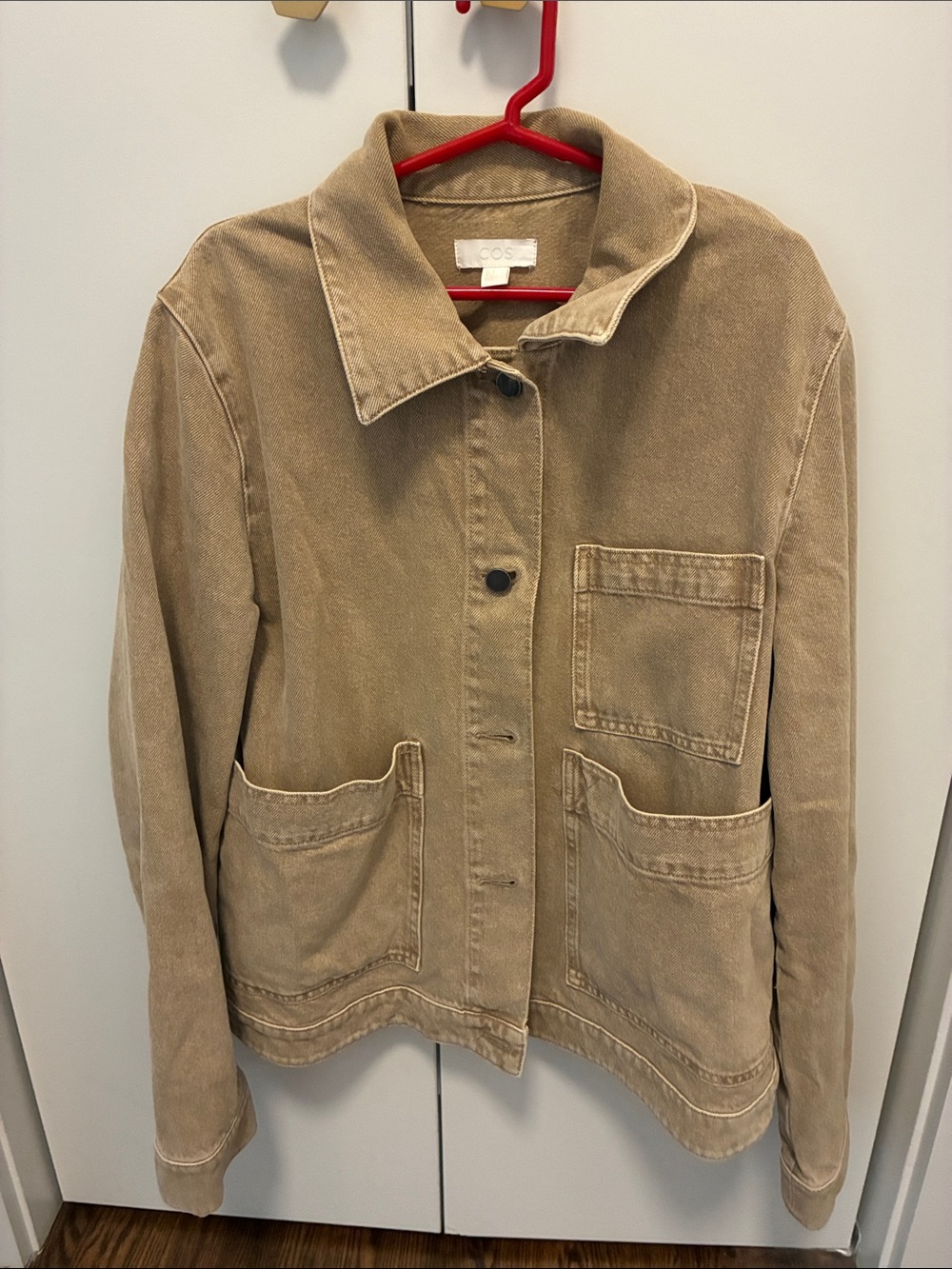 COS Tan Cotton Utility-Chore Jacket with Patch Pockets